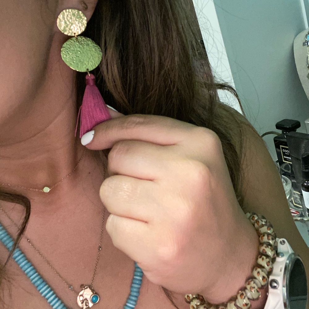 Beautiful Gorjana pink tassel earrings